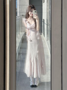 XUECAIQI | Plus Size Elegant French Pink Flutter Sleeve Summer Dress