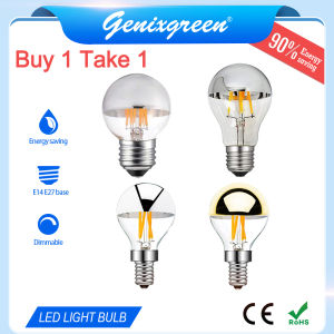 BUY 1 TAKE 1 E14 E27 Led Filament Bulb 4W 6W Top Sliver Gold Edison Bulb 220V Vintage House Decoration Bulb 2700K Warm White Led Light Bulb for home