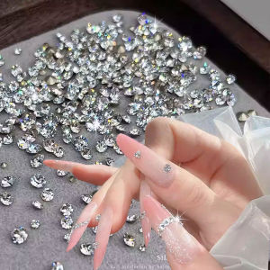 100pcs Mixed Size Clear White Nail Rhinestones Premium 33 Cut Sparkling Pointed Back Crystals Nail Diamonds DIY Nail Decorations