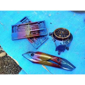 Paket Hemat Carbon Beat 2015 sampai 2019 Tutup Kipas Cover Plat Nomor Tameng Knalpot Karbon Twotone