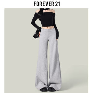 Forever 21 Low Waist Wide Leg Casual Pants Womens Sporty Loose Drapey Coffee Color Micro Flared Pants Straight Tube Trousers