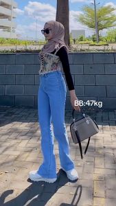 Highwaist Jeans Cutbray Loose Vol.2 Celana jeans kekinian bahan adem melar elastis
