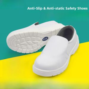 Steel Toe Anti-Static Clean Room Shoes Work Shoes for Men White Safety Shoes Dustproof Slip Resistant Food Grade Protective Footwear