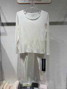 Tagkita Womens Lightweight Wool Thermal Set Self-Heating Slimming Base Layer Long Sleeve round Neck Pure Color Autumn Clothes