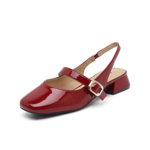DUSTO | Rear-open Square-toe Chunky Heel Sandals