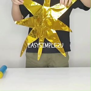22 Inch 3D Explosion Star Foil Balloon 14 Pointed Cone Starburst Fireworks Foil Balloon One Piece No Assembly Air Fill Party Hanging Wall Decor Decoration Event Celebration Birthday Graduation Baby Shower Anniversary Engagement Supplies Backdrop Ornament