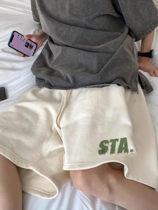 STA Store SR Letter Print Summer Casual Loose Beach Short Pants Mens Sport Versatile Five-Quarter Length Cotton Sweatpants