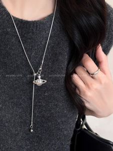 New Imitation Pearl Saturn Pendant Adjustable Necklace