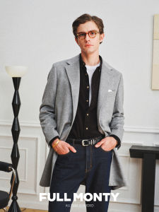 Cashmere Wool Mens Business Formal and Casual Black Tweed Coat