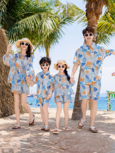 Couples Beachwear Summer Swimwear Mens Beach Pants Family Vacation Tour Four Members Bamboo Charcoal Fiber Polyester Shorts