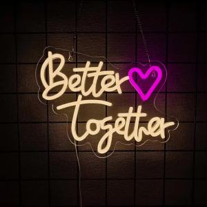 Better Together Neon Sign for Wall DecorWedding Led Neon Light USB Letters Neon Signs for WeddingEngagement PartyBirthday