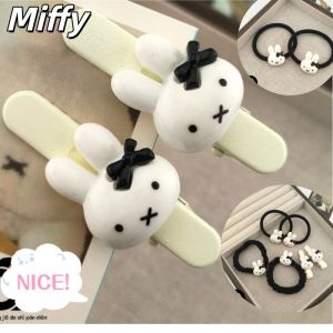 Cute Miffy Bunny Bow Hair Tie Black Cartoon Duckbill Clip Hair Rope Ins Style Girl Hairband for Besties