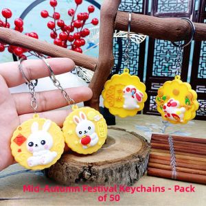 Creative Mid-Autumn Festival Gift Mooncake Keychain Toy Pendants Kindergarten Class Reward Small Festival Activities Souvenir