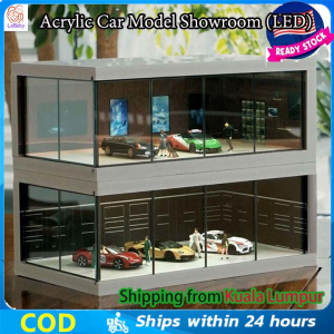 1:64 Car Showroom Dioramas Miniature Scene Display Model Transparent Parking Lot Dust Cover Storage Boxes Display Case with LED light