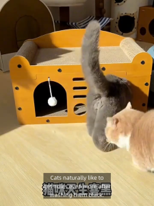 Lovinland Corrugated Cat Scratcher Wood Cat Bed Feeling Cool Cat Grinding Toys Thicked Cat Scratcher Cargboard  Wear-resistant Cat Nest Climbing Frame for Indoor Cats Playing Resting Exercising