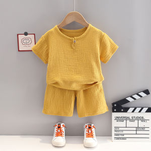 Summer Baby 0-5 Years Short Sleeves Solid Color Casual Children's Clothing Sets