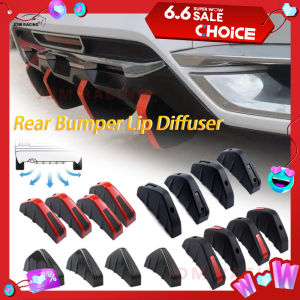 4pcs Universal Carbon Fiber Car Modified Rear Bumper Diffuser Spoiler Black Red ABS Rear Bumper Lip Diffuser Anti-collision