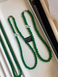 CAFFTI | Natural Green Chalcedony New Chinese Style Premium Minimalist Chic Beaded Necklace
