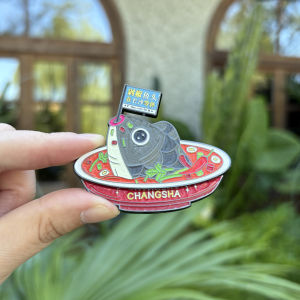 Changsha Cultural Creative Slideable Metal Fridge Magnet Spicy Fish Head Design Tourist Souvenir Cultural Theme Fridge Sticker