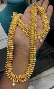 Indian Jewellery Traditional Gold Mango Aaram and Necklace Set. (WJ-160)