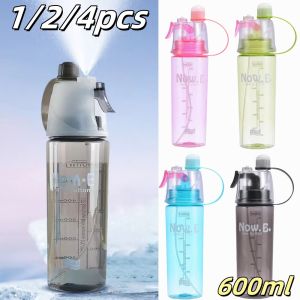 1/2/4pcs 600ml Sports Water Bottle Can Drink Spray Water Bottle Portable Leakproof For Travel Climbing Outdoor Gym Sport Bottles