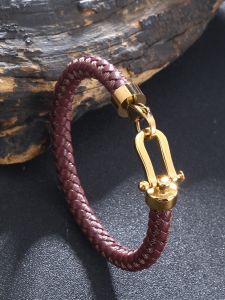 Trendy Brand Red Leather Rope Bracelet for Men And Women Couples Lucky Woven Genuine Leather Red Rope Birthday New Year Gift