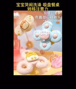 Baby Spinner Toy (3pcs set) Cartoon Bath Toys Finger Spinning Rotation Spin Wall Suction Mainan Bayi