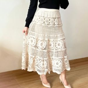 ECLAIRE 003 Rok Skirt Midi Rajut Knit Crochet Boho Bohemia Kasual Casual Rustic Liburan Import 9888