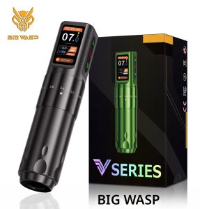 เครื่องสักไร้สาย BIGWASP รุ่น 2.0-4.2 มม. ปรับระยะชักได้ มอเตอร์ไร้แกนที่แข็งแรง แบตเตอรี่ 2000mAh หน้าจอสี OLED ปากกาสัก