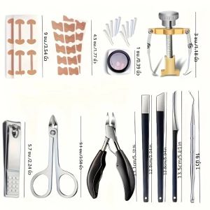 เครื่องมือแก้ไขเล็บขบแบบมืออาชีพ (102/104/107 ชิ้น) คีมโค้ง ตัวแยกเล็บ ที่ตัดเล็บ ตัวแก้ไขเล็บเท้า