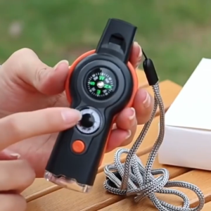 Safety Whistle   7-in-1 Emergency Multifunctional Whistle  With LED light thermometer compass Survival whistle