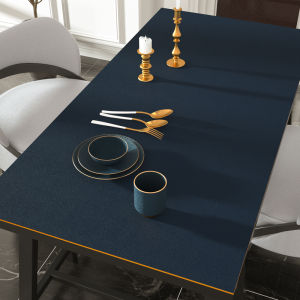Double-Sided Leather Tablecloth Waterproof Oil-Proof Wash-Free Dining Table Mat Tea Table Curtain Pure Color Home Textile