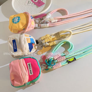 Internet Celebrity Ins Milk White Bag Coin Pocket Phone Case Lanyard Ornament Coin Pocket Pendant Durable Portable Nylon Rope Wrist Strap Long Crossbody Rope out Neutral Neck Hanging Hanging Shoulder Side Hanging