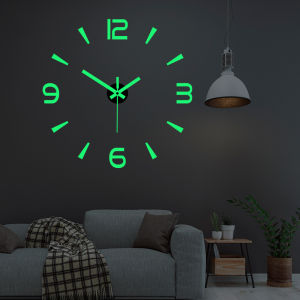 【YHdecor】3D Luminous Wall Clock DIY Decor Digital Clock Wall Stickers Silent Clock for Home Living Room Office Wall Decoration