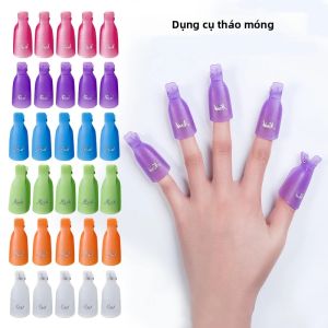 10 Cái/túi Nhiều Màu Acrylic Móng Tay Nghệ Thuật Ngâm Tắt Nắp Kẹp Móng Tay Vệ Sinh Dụng Cụ Làm Móng Tay UV Gel Ba Lan Ngâm Tắt Bọc Dụng Cụ cho Ngón Tay