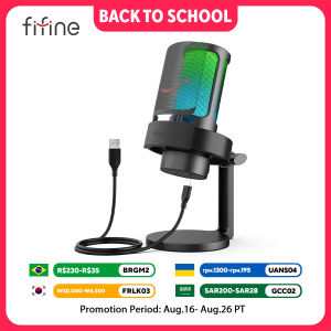 FIFINE | FIFINE Gaming Microphone with RGB Control Mute TouchCondenser Computer Desktop Mic with Pop Filter for Recording/Streaming