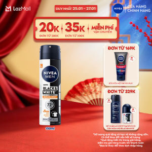 Xịt Ngăn Mùi NIVEA MEN Black &White - 48H Ngăn Mồ Hôi - Ngăn Vệt Ố Vàng (150 ml) - 85388/82241