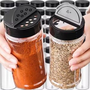 Transparent  Plastic Seasoning Jars / Reusable Large Empty Spice Condiment Storage Bottles / Kitchen Powder Containers / Portable BBQ Condiment Bottle