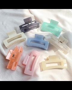 2Pcs Women Elegant Transparent Frosted Rectangle Hair Claws Lady Sweet Hair Decorate Toothed Hair Clips Fashion Hair Accessories