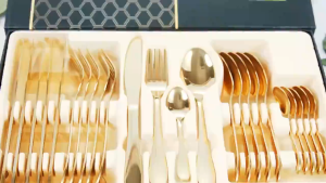 24 Piece Cutlery Set Gold/Rose Gold Gift Box With Stainless Knife Spoon and Fork cutlery organizer stainless cutlery set Flatware Gift Boxed High-Grade Mirror Polishing Dinnerware Stainless Steel Cutlery Sets Knife Fork Spoon Tableware Utensil Golden