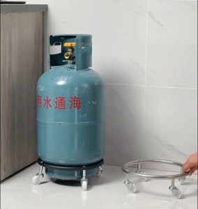 Cylinder Base Tank Tray Gas Tank Fixed Degree Rotatable Gas Tank Holder with Wheel for Indoor Kitchen