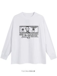 Áo Thun Cotton Dài Tay Rộng Rãi in Chữ Thiết Kế Sáng Tạo Dành Cho Cặp Đôi Mùa Thu Phong Cách Thường Ngày Thoải Mái Thoáng Khí