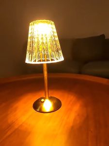 Vimite LED Crystal Table Lamp 3 Colors USB Rechargeable Dimmable Desk Light Wireless Night Lighting Decorative Lights for Bedroom Living Room