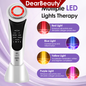 7 in 1 Facial Massager EMS Face Lifting Device with Vibration Hot Compress Skin Rejuvenation Face Firming Deep Cleansing Beauty