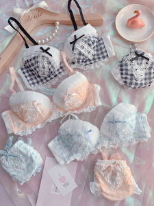 New Japanese Sweet Girl Cute Refreshing Lace Push up Thin Cup Bra Set Womens Intimates Underwear