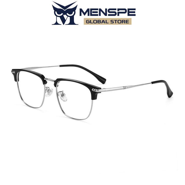MENSPE Glasses Vintage Style Half-rim Glasses Fashion Semi Frame Clear Lens  Glasses Blue Light Blocking Glasses Anti-fatigue and Anti-UV Glasses