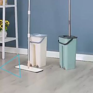 READY STOCK❤️Mini Scratch Mop Hand Free Flat Floor Mop And Bucket Clean Dirty Water Separate Mop Bucket Set/Mop Lantai