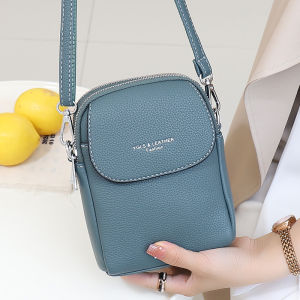 Elegant Mini Crossbody Phone Bag for Women Multi-Pocket High-Quality Polyester Lining Zipper Closure Soft PU Leather Handbag