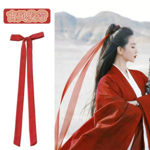 Phụ Kiện Tóc Phong Cách Cổ Điển Dài Màu Đỏ Cho Phụ Nữ Trẻ Phụ Kiện Tóc Búp Bê Thắt Nút Bướm Phụ Kiện Thời Trang Hanfu