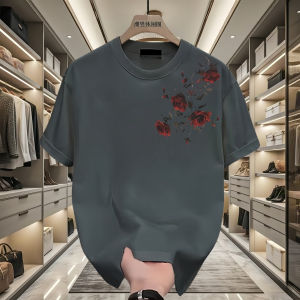 Áo Thun Cotton in Hoa Hồng Mùa Hè Tay Ngắn Cổ Tròn Thời Trang Cho Nam Và Nữ Áo Thun Cotton Phong Cách Thường Ngày Mùa Hè